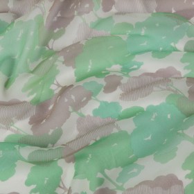 Green, Taupe and Cream Forest Silhouettes Silk Chiffon Green, Taupe and Cream Forest Silhouettes Silk Chiffon