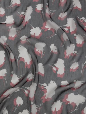 Black, Red and White Echoes of Leaves Crinkled Silk Chiffon Black, Red and White Echoes of Leaves Crinkled Silk Chiffon