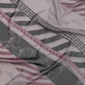 Plum, Black and Lavender Clouds and Stripes Silk Chiffon Plum, Black and Lavender Clouds and Stripes Silk Chiffon