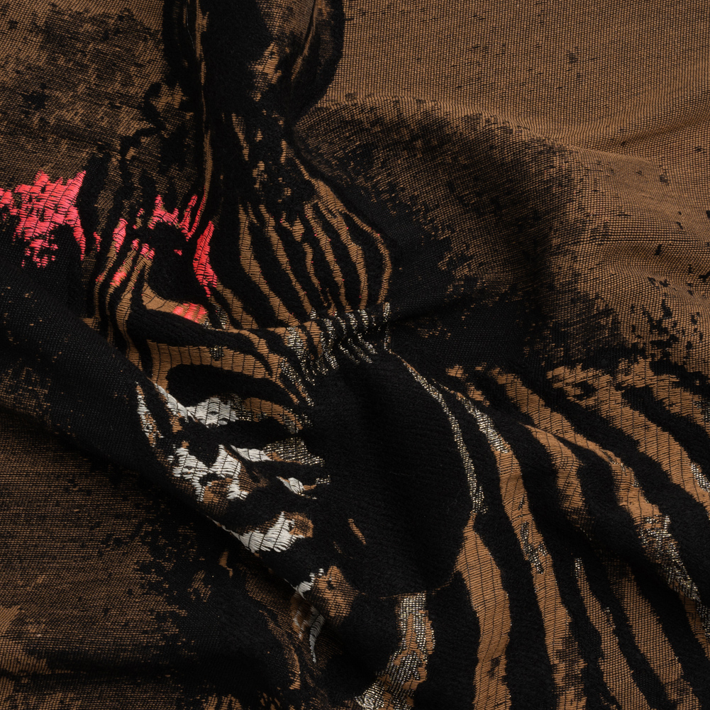 Brown, Black and Hot Pink Zebras Metallic Brocade Panel Brown, Black and Hot Pink Zebras Metallic Brocade Panel