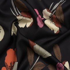 Black, Brown and Cream Floral China Silk/Habotai Black, Brown and Cream Floral China Silk/Habotai