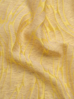 Luminous Yellow and Heathered Beige Ripples Lightweight Polyester and Linen Brocade Luminous Yellow and Heathered Beige Ripples Lightweight Polyester and Linen Brocade