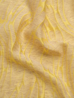Luminous Yellow and Heathered Beige Ripples Lightweight Polyester and Linen Brocade Luminous Yellow and Heathered Beige Ripples Lightweight Polyester and Linen Brocade