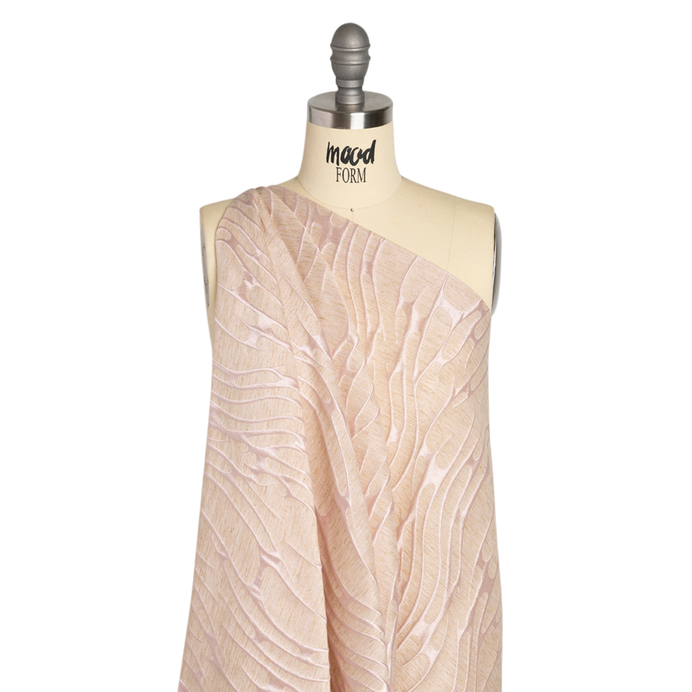 Luminous Pink and Heathered Beige Ripples Lightweight Polyester and Linen Brocade Luminous Pink and Heathered Beige Ripples Lightweight Polyester and Linen Brocade