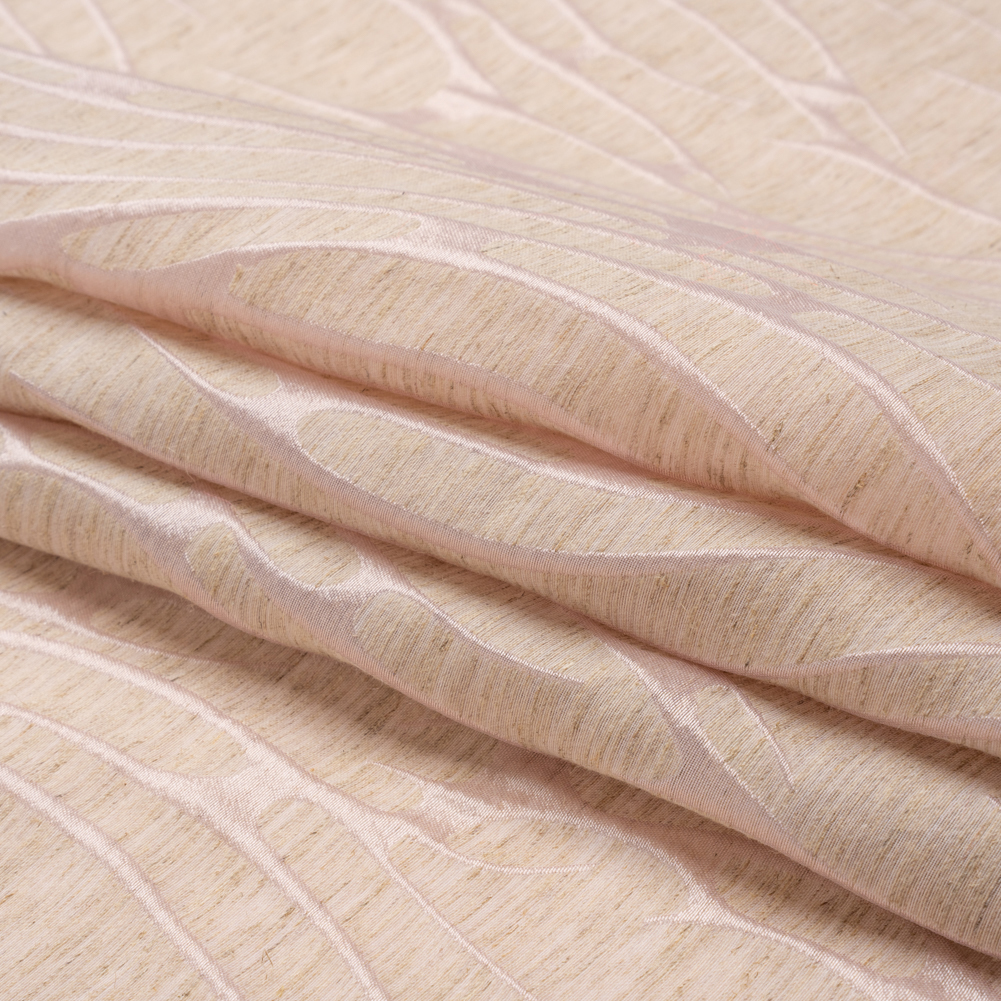 Luminous Pink and Heathered Beige Ripples Lightweight Polyester and Linen Brocade Luminous Pink and Heathered Beige Ripples Lightweight Polyester and Linen Brocade