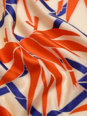 Red, Blue and Beige Bamboo Lattice Lightweight Polyester and Viscose Luxury Brocade Red, Blue and Beige Bamboo Lattice Lightweight Polyester and Viscose Luxury Brocade