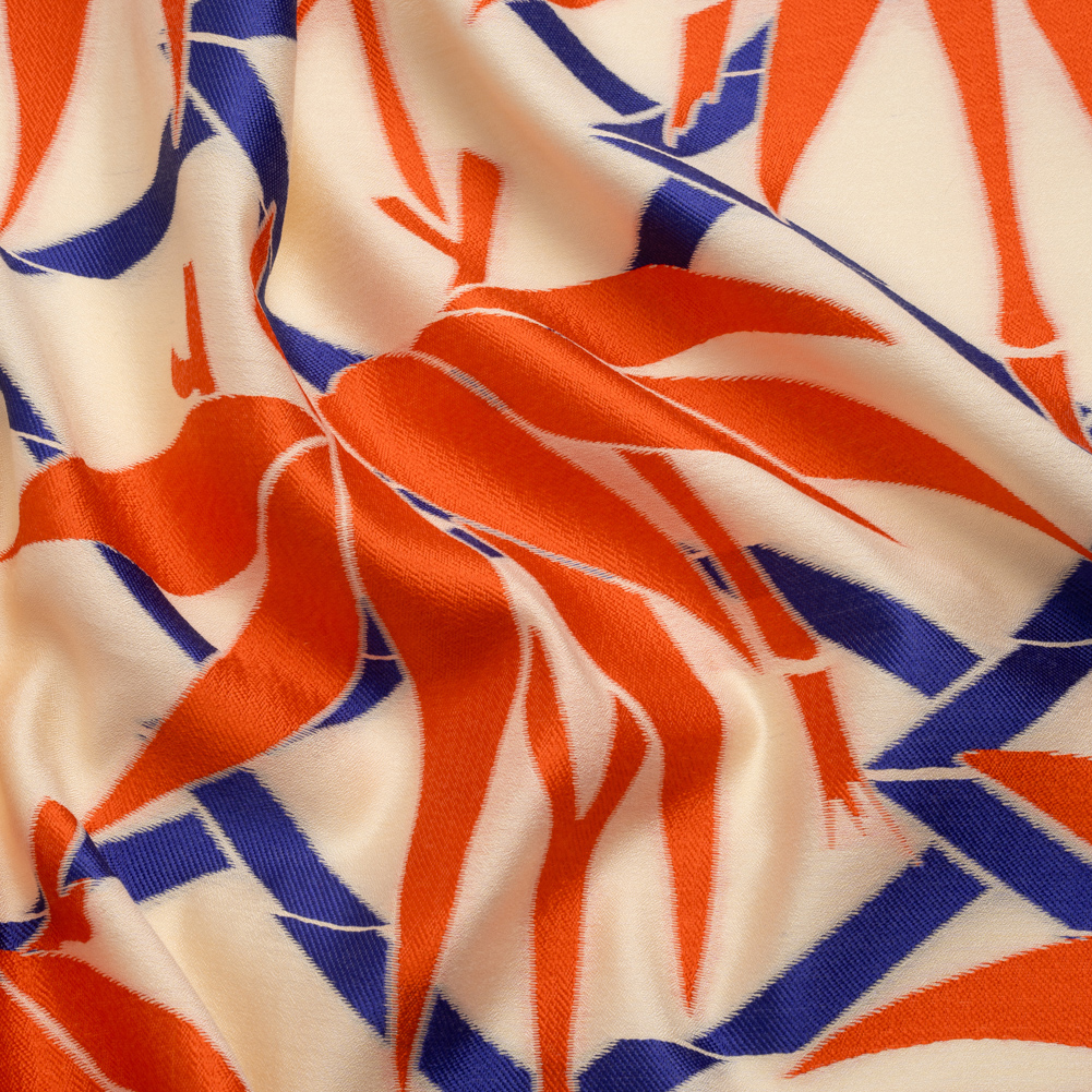 Red, Blue and Beige Bamboo Lattice Lightweight Polyester and Viscose Luxury Brocade Red, Blue and Beige Bamboo Lattice Lightweight Polyester and Viscose Luxury Brocade