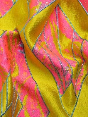 Metallic Sky, Citron and Neon Pink Diamond Dreams Luxury Brocade Metallic Sky, Citron and Neon Pink Diamond Dreams Luxury Brocade