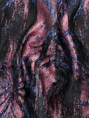 Metallic Midnight, Dark Mauve and Black Exploding Flowers and Brushstrokes Luxury Brocade Metallic Midnight, Dark Mauve and Black Exploding Flowers and Brushstrokes Luxury Brocade
