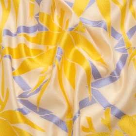 Yellow, Periwinkle and Beige Bamboo Lattice Lightweight Polyester and Viscose Luxury Brocade Yellow, Periwinkle and Beige Bamboo Lattice Lightweight Polyester and Viscose Luxury Brocade