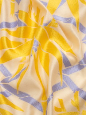 Yellow, Periwinkle and Beige Bamboo Lattice Lightweight Polyester and Viscose Luxury Brocade Yellow, Periwinkle and Beige Bamboo Lattice Lightweight Polyester and Viscose Luxury Brocade