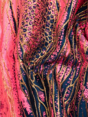 Metallic Gold, Hot Pink and Dark Teal Organic Abstractions Luxury Brocade Metallic Gold, Hot Pink and Dark Teal Organic Abstractions Luxury Brocade