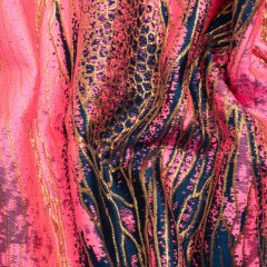 Metallic Gold, Hot Pink and Dark Teal Organic Abstractions Luxury Brocade Metallic Gold, Hot Pink and Dark Teal Organic Abstractions Luxury Brocade