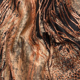 Metallic Copper, Beige and Black Organic Abstractions Luxury Brocade Metallic Copper, Beige and Black Organic Abstractions Luxury Brocade
