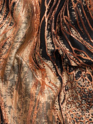 Metallic Copper, Beige and Black Organic Abstractions Luxury Brocade Metallic Copper, Beige and Black Organic Abstractions Luxury Brocade
