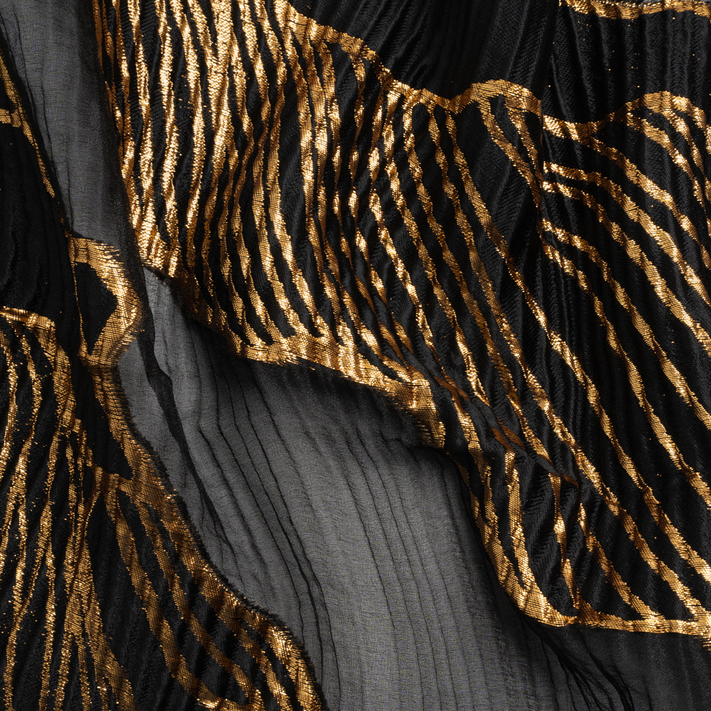 Metallic Gold and Black Abstract Formations Ribbed Burnout Luxury Brocade Metallic Gold and Black Abstract Formations Ribbed Burnout Luxury Brocade