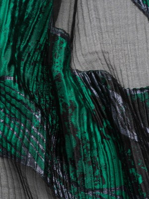Metallic Black and Green Abstract Formations Ribbed Burnout Luxury Brocade Metallic Black and Green Abstract Formations Ribbed Burnout Luxury Brocade