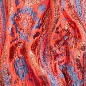 Metallic Copper, Neon Pink and Periwinkle Inkblot Stripes Luxury Brocade Metallic Copper, Neon Pink and Periwinkle Inkblot Stripes Luxury Brocade