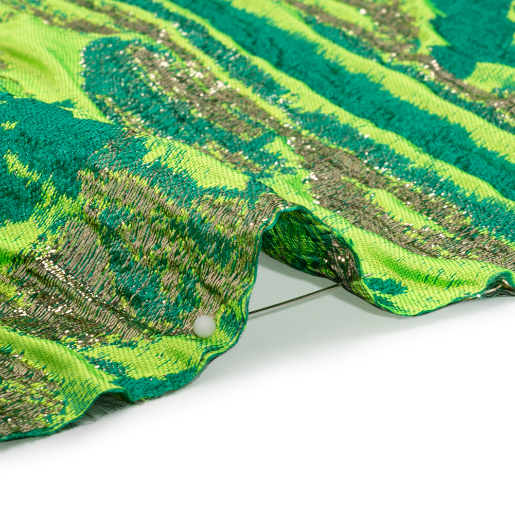 Metallic Gold, Lime and Teal Inkblot Stripes Luxury Brocade Metallic Gold, Lime and Teal Inkblot Stripes Luxury Brocade