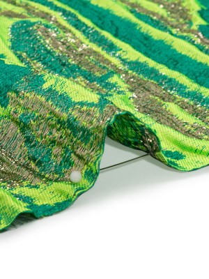 Metallic Gold, Lime and Teal Inkblot Stripes Luxury Brocade Metallic Gold, Lime and Teal Inkblot Stripes Luxury Brocade