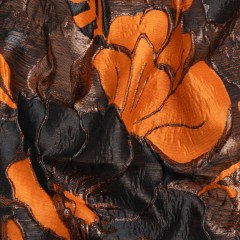 Metallic Black and Orange Floral Luxury Brocade Metallic Black and Orange Floral Luxury Brocade