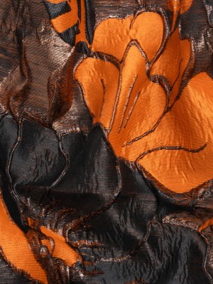 Metallic Black and Orange Floral Luxury Brocade Metallic Black and Orange Floral Luxury Brocade