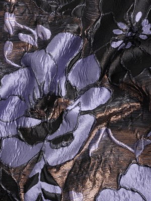 Metallic Copper, Periwinkle and Black Floral Luxury Brocade Metallic Copper, Periwinkle and Black Floral Luxury Brocade