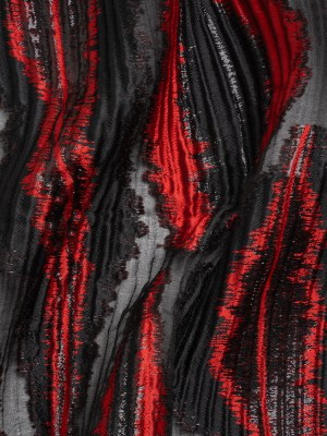 Metallic Black and Red Abstract Islands Ribbed Burnout Luxury Brocade Metallic Black and Red Abstract Islands Ribbed Burnout Luxury Brocade