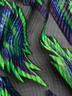Metallic Blue, Purple and Lime Exploding Stars Ribbed Luxury Burnout Brocade Metallic Blue, Purple and Lime Exploding Stars Ribbed Luxury Burnout Brocade