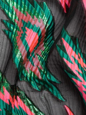 Metallic Green, Hot Pink and Black Exploding Stars Ribbed Luxury Burnout Brocade Metallic Green, Hot Pink and Black Exploding Stars Ribbed Luxury Burnout Brocade