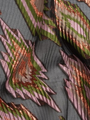 Metallic Copper, Mauve and Olive Exploding Stars Ribbed Luxury Burnout Brocade Metallic Copper, Mauve and Olive Exploding Stars Ribbed Luxury Burnout Brocade