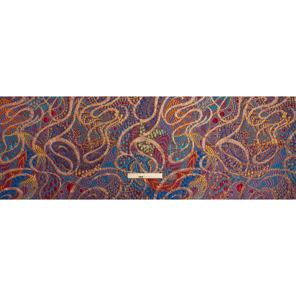Metallic Copper, Blue and Red Organic Flow Luxury Brocade Metallic Copper, Blue and Red Organic Flow Luxury Brocade