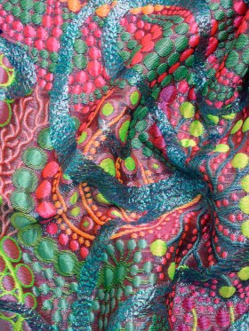 Metallic Blue, Pink and Green Organic Flow Luxury Brocade Metallic Blue, Pink and Green Organic Flow Luxury Brocade