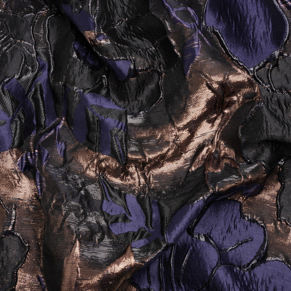 Metallic Rose Gold, Black and Navy Floral Luxury Brocade Metallic Rose Gold, Black and Navy Floral Luxury Brocade