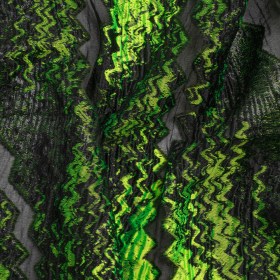 Metallic Black and Lime Green Drifting Rifts Crinkled Luxury Burnout Brocade Metallic Black and Lime Green Drifting Rifts Crinkled Luxury Burnout Brocade