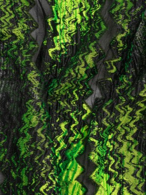 Metallic Black and Lime Green Drifting Rifts Crinkled Luxury Burnout Brocade Metallic Black and Lime Green Drifting Rifts Crinkled Luxury Burnout Brocade