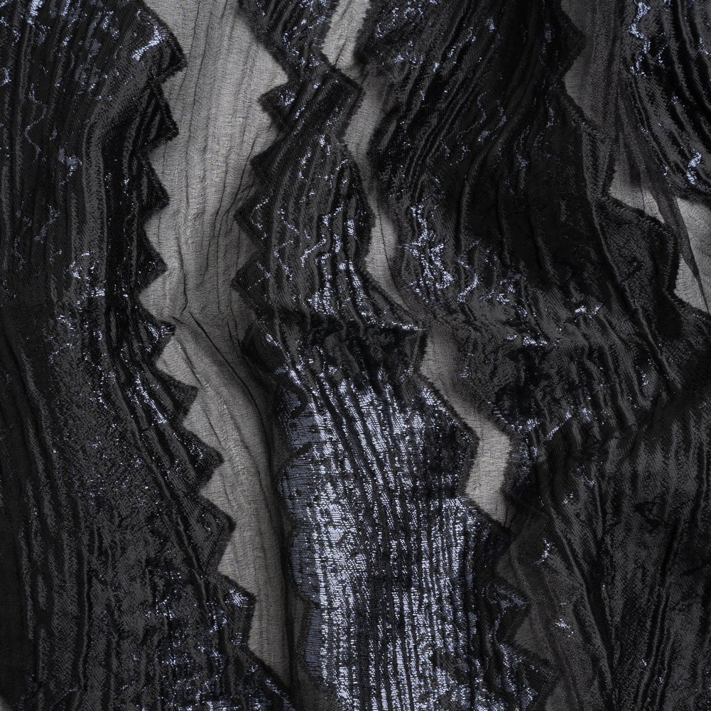 Metallic Midnight and Black Drifting Rifts Crinkled Luxury Burnout Brocade Metallic Midnight and Black Drifting Rifts Crinkled Luxury Burnout Brocade