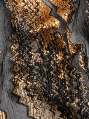 Metallic Gold, Taupe and Black Drifting Rifts Crinkled Luxury Burnout Brocade Metallic Gold, Taupe and Black Drifting Rifts Crinkled Luxury Burnout Brocade