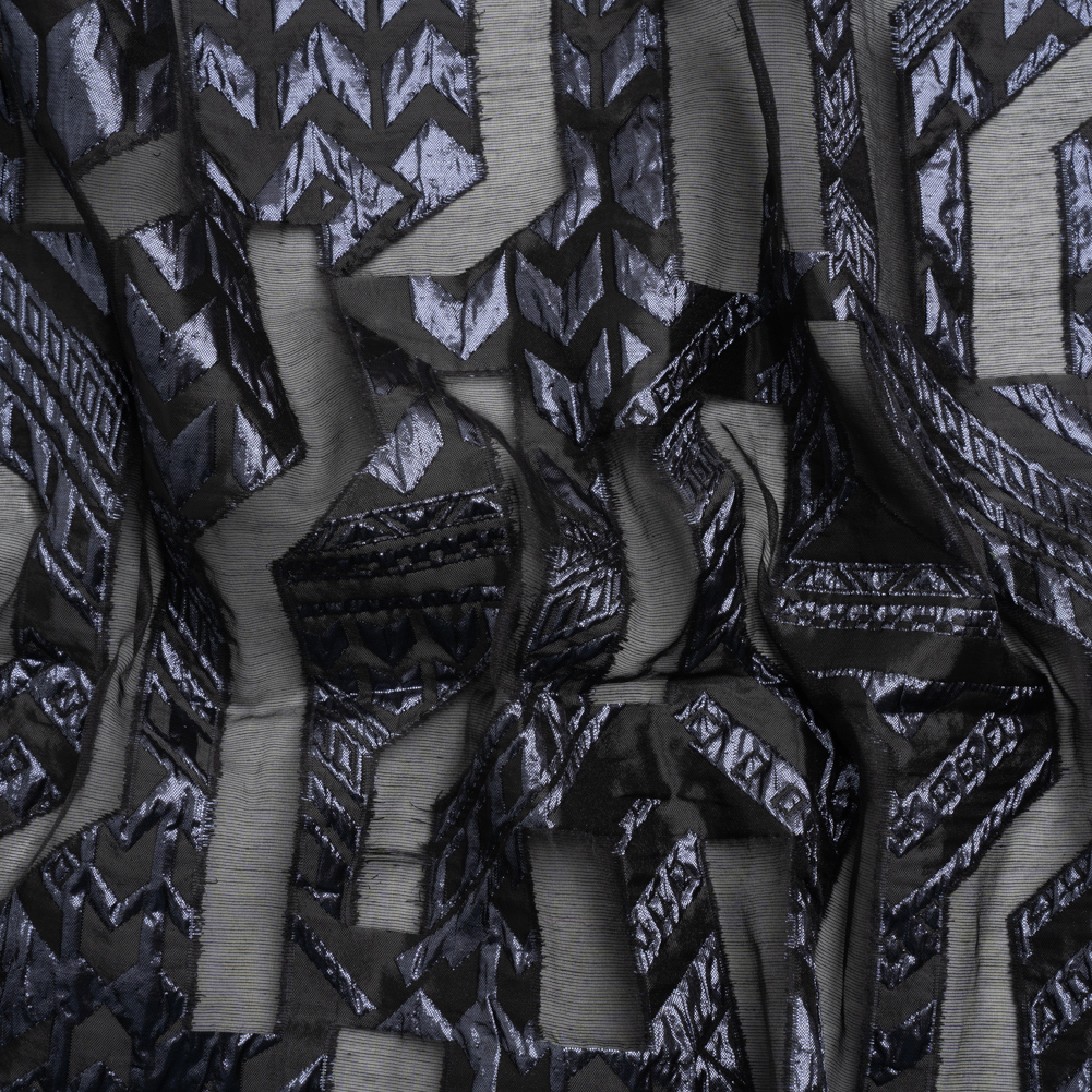 Metallic Midnight and Black Geometric Pathways Luxury Burnout Brocade Metallic Midnight and Black Geometric Pathways Luxury Burnout Brocade