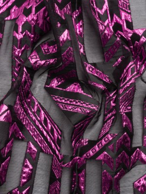 Metallic Fuchsia and Black Geometric Pathways Luxury Burnout Brocade Metallic Fuchsia and Black Geometric Pathways Luxury Burnout Brocade