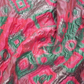 Metallic Silver, Hot Pink and Sea Green Diamond Skies Luxury Brocade Metallic Silver, Hot Pink and Sea Green Diamond Skies Luxury Brocade