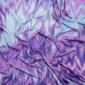 Stretch Rayon Jersey – Lavender and Sky Blue Ikat Zig Zag Stretch Rayon Jersey – Lavender and Sky Blue Ikat Zig Zag
