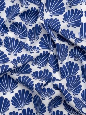 Cotton and Rayon Shirting – Blue and White Seashells Cotton and Rayon Shirting – Blue and White Seashells