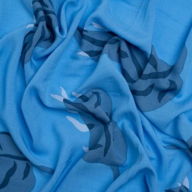 Rayon Batiste – Sky Blue Palm Leaves Rayon Batiste – Sky Blue Palm Leaves