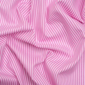 Cotton and Rayon Shirting – Rosebloom Pink and White Candy Stripes Cotton and Rayon Shirting – Rosebloom Pink and White Candy Stripes