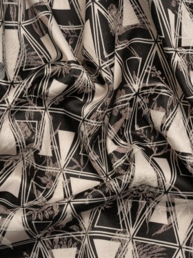 Stretch Flowers and Cranes Jacquard Print – Black and Cream Triangles – Mood Exclusive Take Flight Stretch Flowers and Cranes Jacquard Print – Black and Cream Triangles – Mood Exclusive Take Flight
