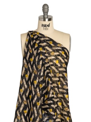 Geometric Burnout Polyester Woven Print – Black and Yellow Geometric – Mood Exclusive Treasures Untold Geometric Burnout Polyester Woven Print – Black and Yellow Geometric – Mood Exclusive Treasures Untold