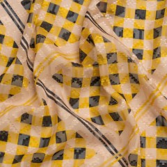 Geometric Burnout Polyester Woven Print – Goldenrod Yellow Gingham Plaid – Mood Exclusive Al Fresco Feast Geometric Burnout Polyester Woven Print – Goldenrod Yellow Gingham Plaid – Mood Exclusive Al Fresco Feast