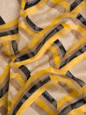 Geometric Burnout Polyester Woven Print – Yellow, Beige and Black Geometric – Mood Exclusive Bananquit Babble Geometric Burnout Polyester Woven Print – Yellow, Beige and Black Geometric – Mood Exclusive Bananquit Babble
