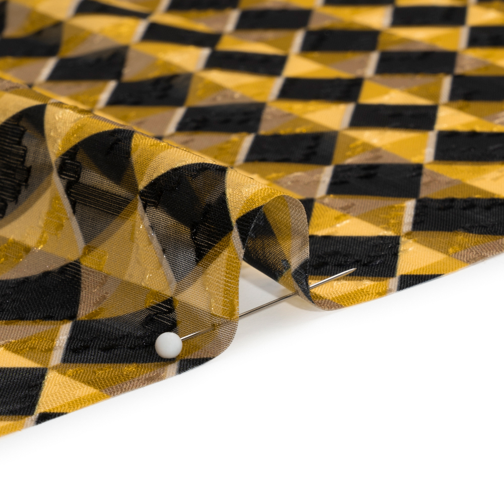 Geometric Burnout Polyester Woven Print - Yellow and Black Geometric - Mood Exclusive Raw Honey Glow